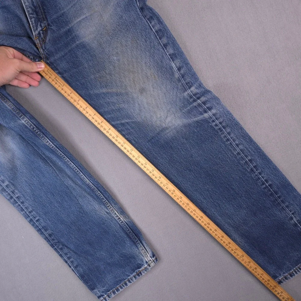 Levi's 505 Regular Fit Jeans Blue Denim 36x34 Distressed Faded Cotton Straight